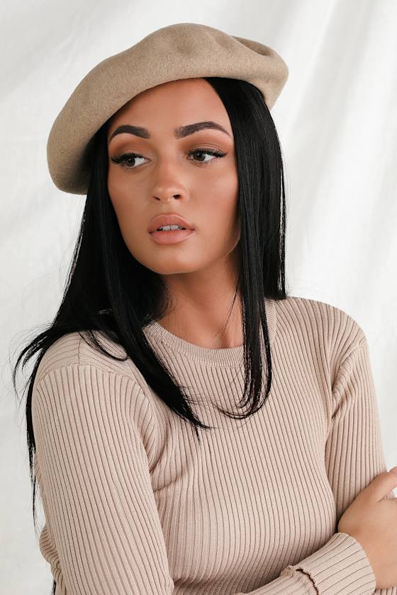 Audrey Taupe Wool Beret 1