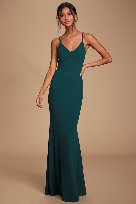 green backless maxi dress