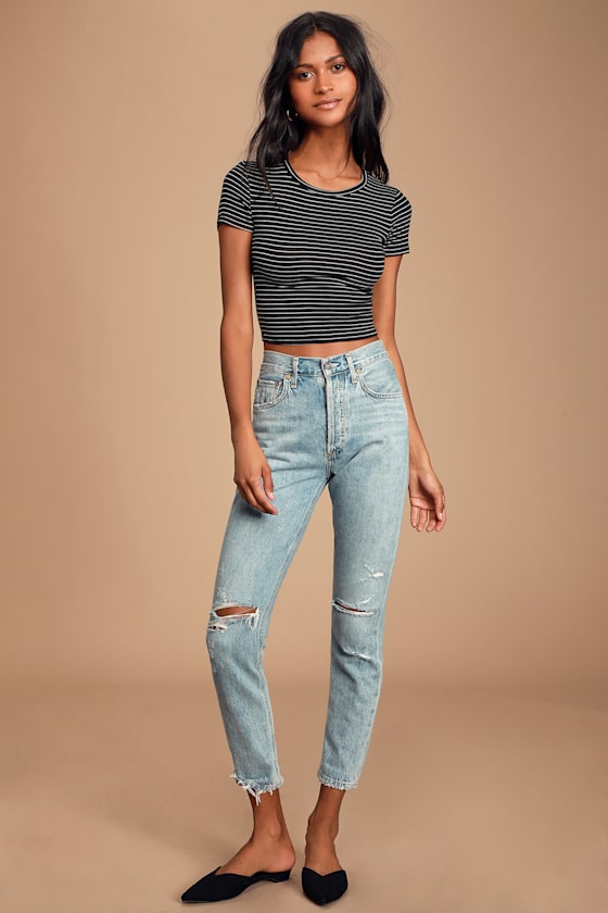 Gotta Have It Black Striped Crop Top 1