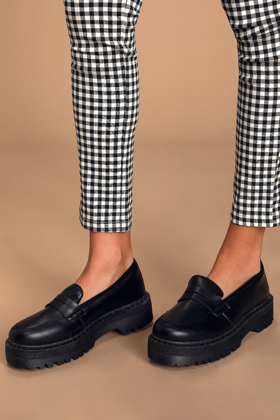 navy flatform loafers