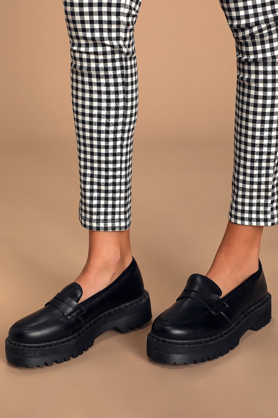 Loafers – Maysie Black Flatform Loafers