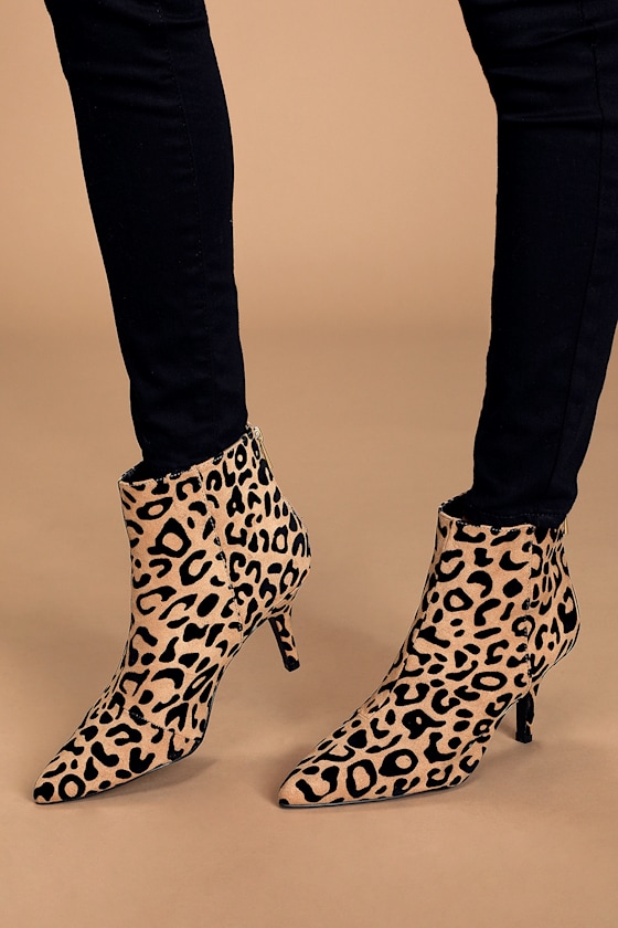 suede leopard booties
