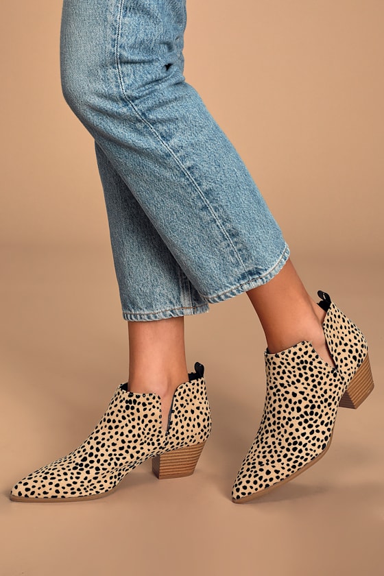 Marca Tan and Black Cheetah Print Ankle Booties 2