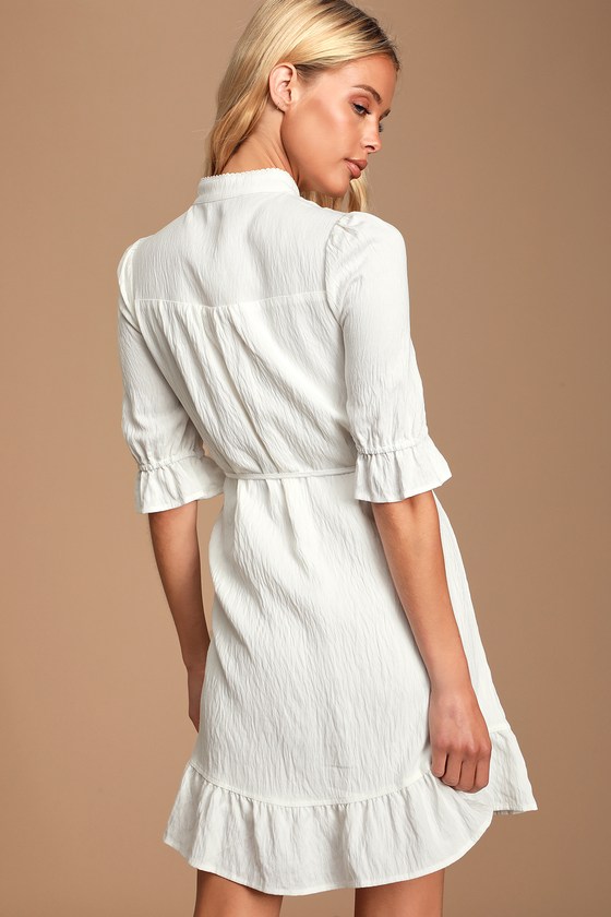 prairie crochet frill dress white