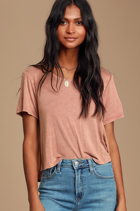 Washed Dusty Rose Tee - Mineral Washed Tee - Cropped Tee - Lulus