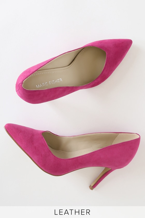 Dapple Dark Pink Suede Leather Pointed Toe Pumps