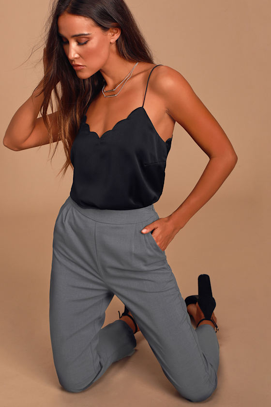 Grey Dress Pants - Grey High Waisted 