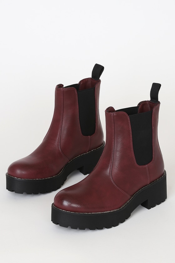 burgundy platform ankle boots