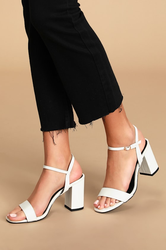 Cute Chunky Heel Sandals White Heels White Heel Sandals Lulus