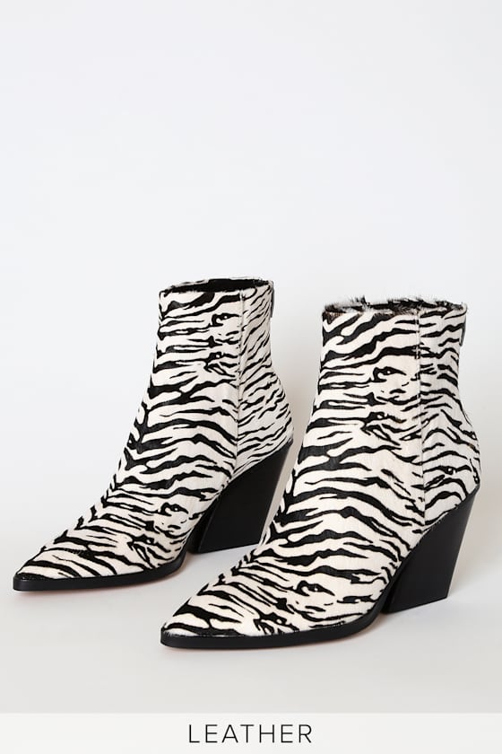 Issa Zebra Calf Hair Pointed-Toe Booties 4