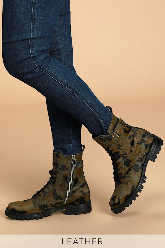 Dolce Vita Paxtyn Camo Calf Hair Boots Motorcycle Boots