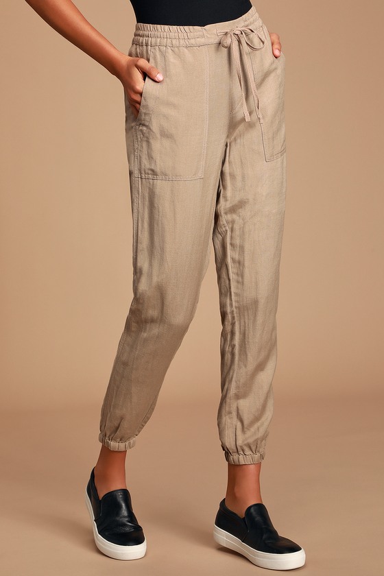 Blank NYC Drawstring Joggers - Taupe Joggers - Taupe Pants - Lulus