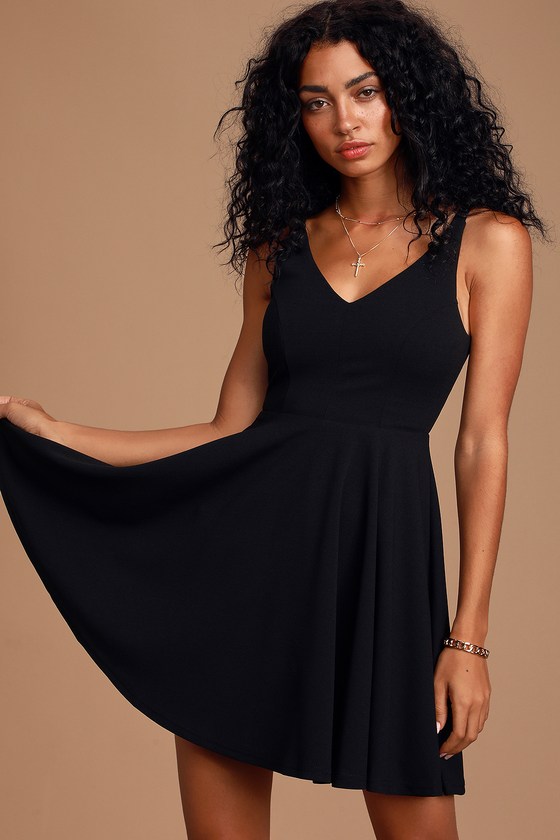 Darling Delight Black Skater Dress