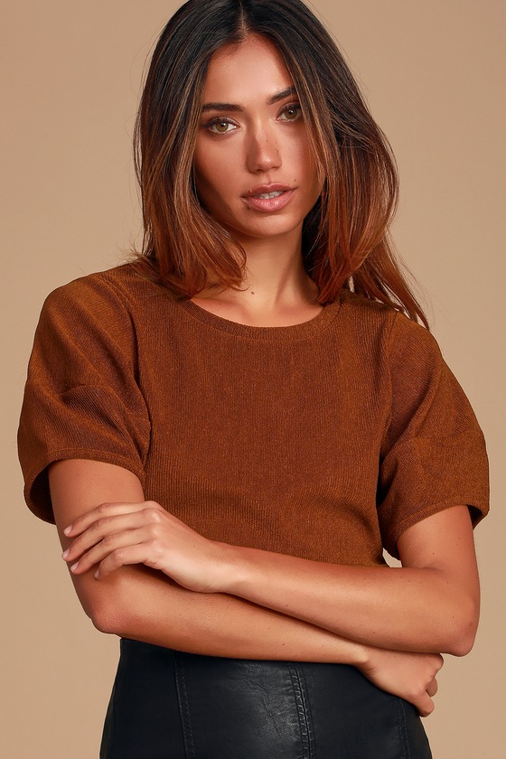h&m brown ribbed top