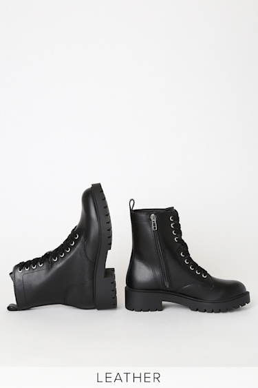 Steve Madden Guided Leather Combat Boots Black Combat Boots