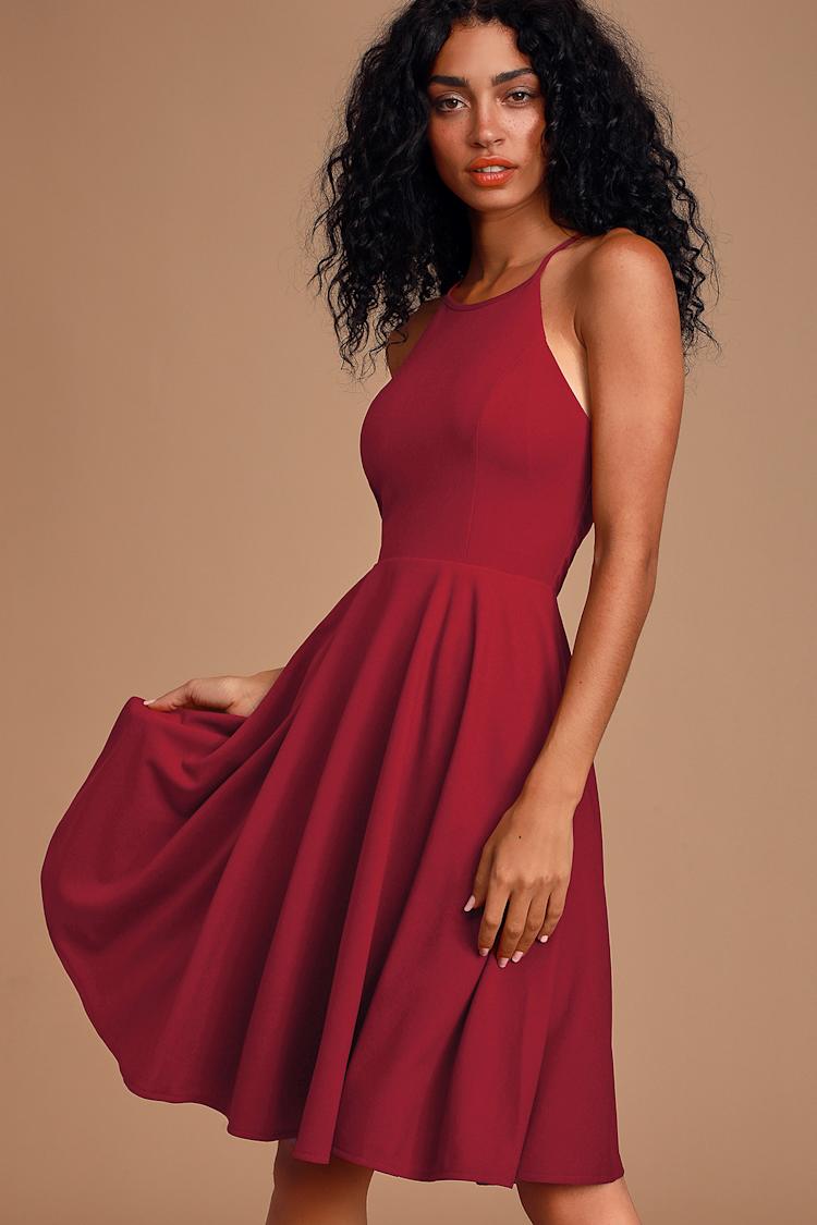 slim fit dress slacks Burgundy fit and flare long chiffon dress 5101 – Xiaolizi