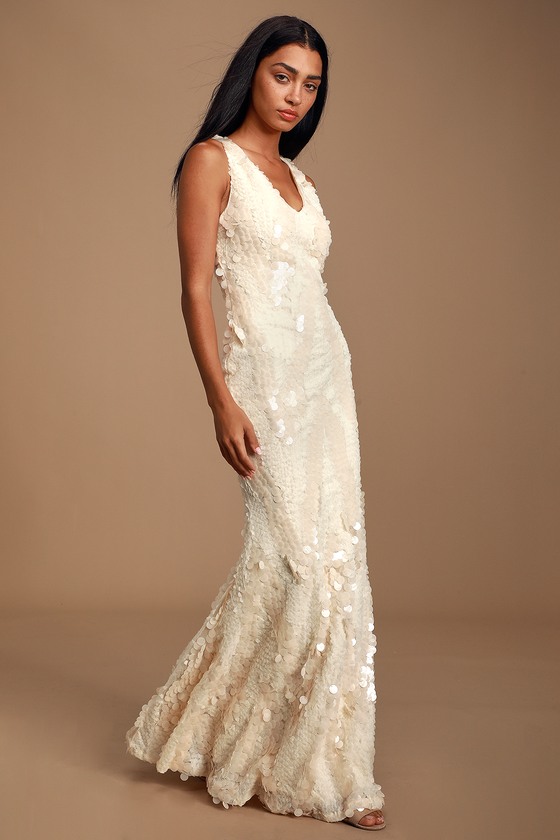 celia silver sequin maxi dress