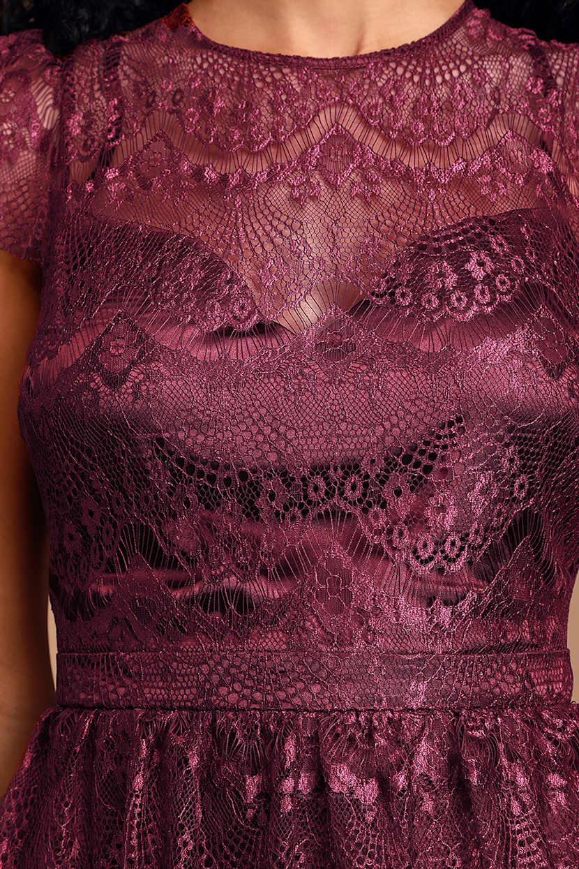 chinese dress ladies Miss Circle Women Udaya Burgundy Lace Long Sleeve Maxi Dress main image 1