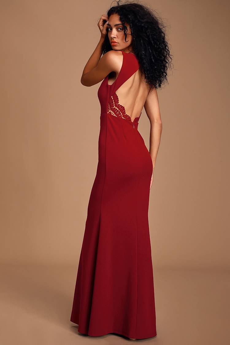 Burgundy Dress - Lace Dress - Maxi Dress - Mermaid Maxi Dress - Lulus