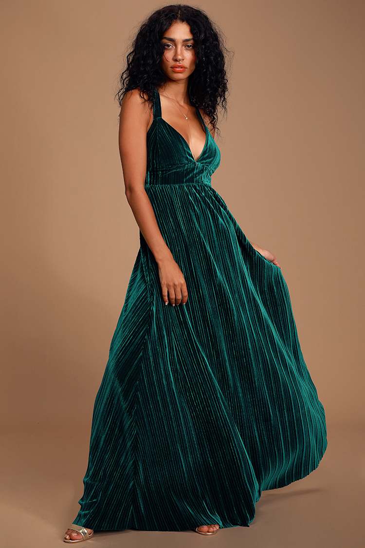 green velvet pleated dress Ever-Pretty Velvet V-Neck A-line Short Sleeves Fall Midi Mother of the Bride Dress main image 0