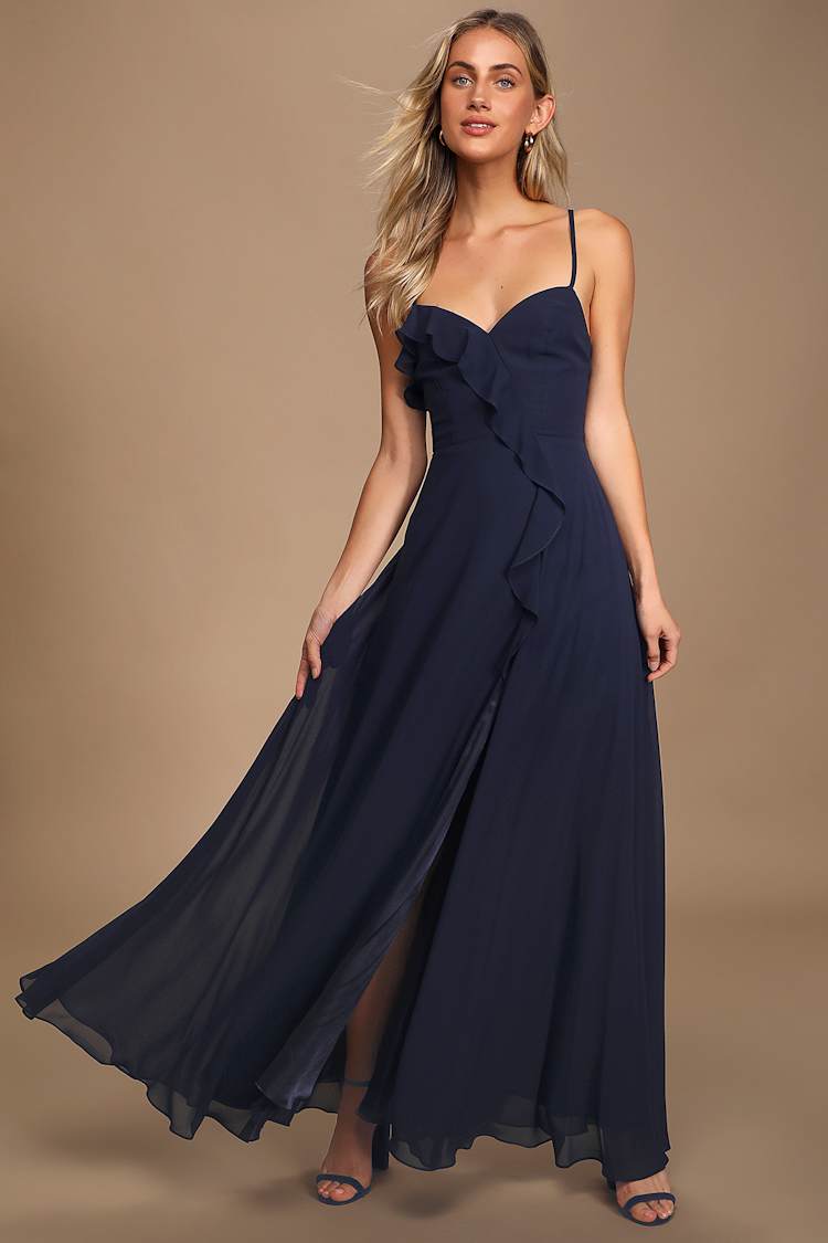 lulus navy dress maxi Navy Blue Sleeveless Maxi Dress | Womens | Large | 100% Polyester | Lulus | Blue Dresses | Prom Dresses