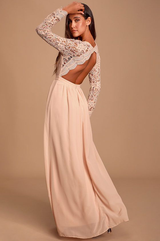 Awaken My Love Blush Pink Long Sleeve Lace Maxi Dress 8
