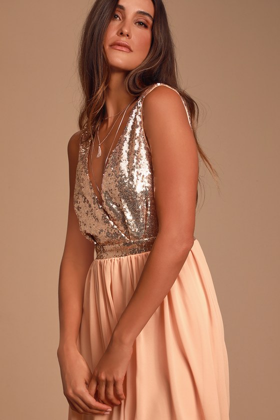 rose gold plunge dress