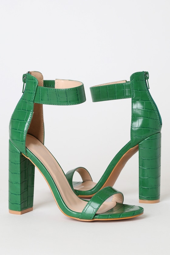 green crocodile heels