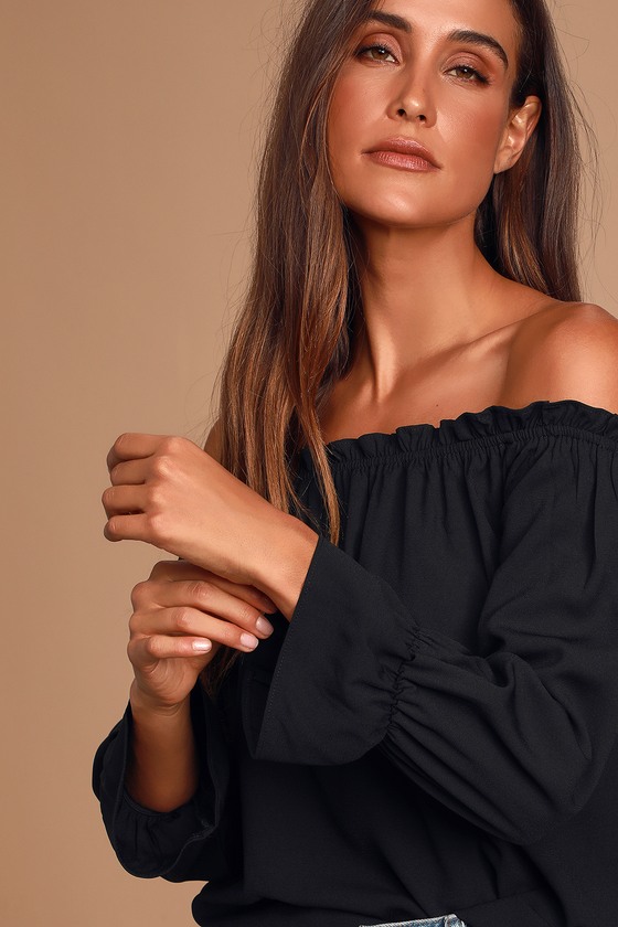 All in Good Fun Black Off-the-Shoulder Top