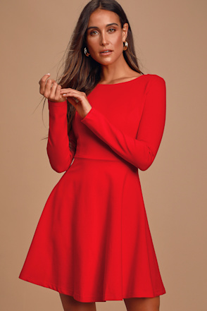 holiday black dress with sleeves Red Dubai Evening Dresses Long Sleeves Beaded Luxury Wedding Party Gow –  SELINADRESS main image 1