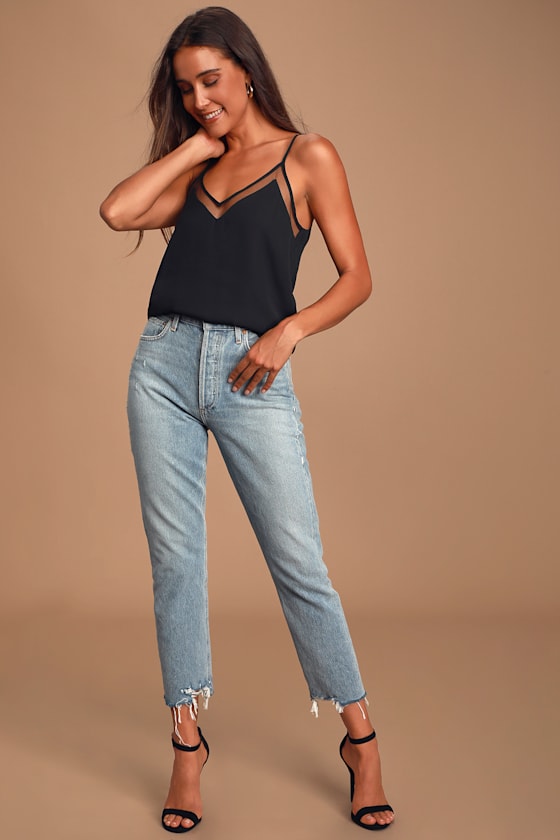 Sweet Fling Black Mesh Tank Top - thumbnail 5