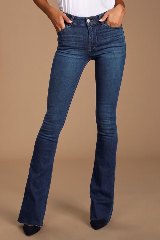 mid blue relaxed flare jeans