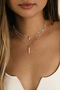 Simple Admiration Gold Rhinestone Layered Necklace 2