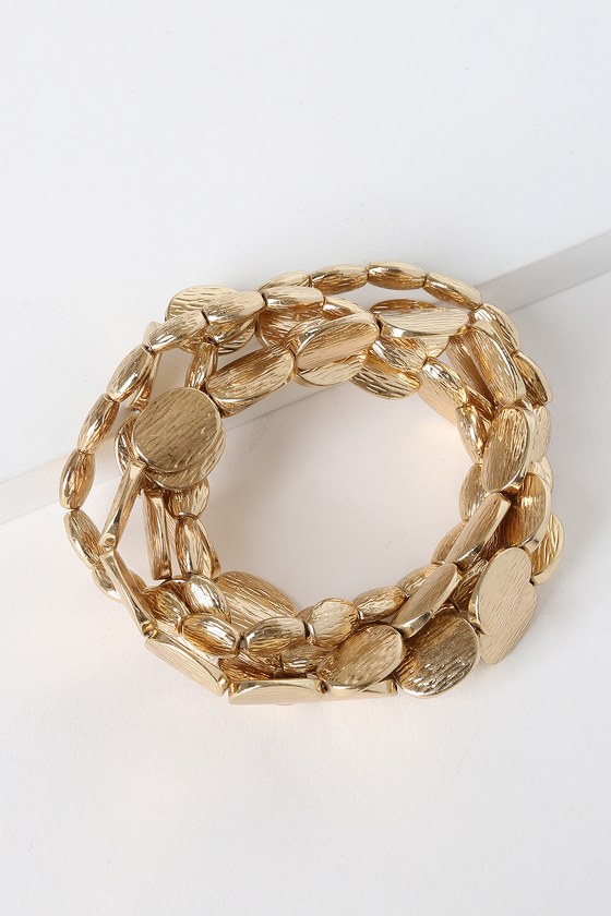 gold beaded bracelet set