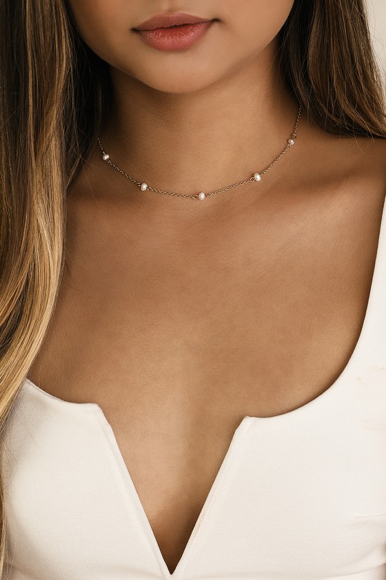 Lulus Perfectly Pretty Gold And Pearl Necklace