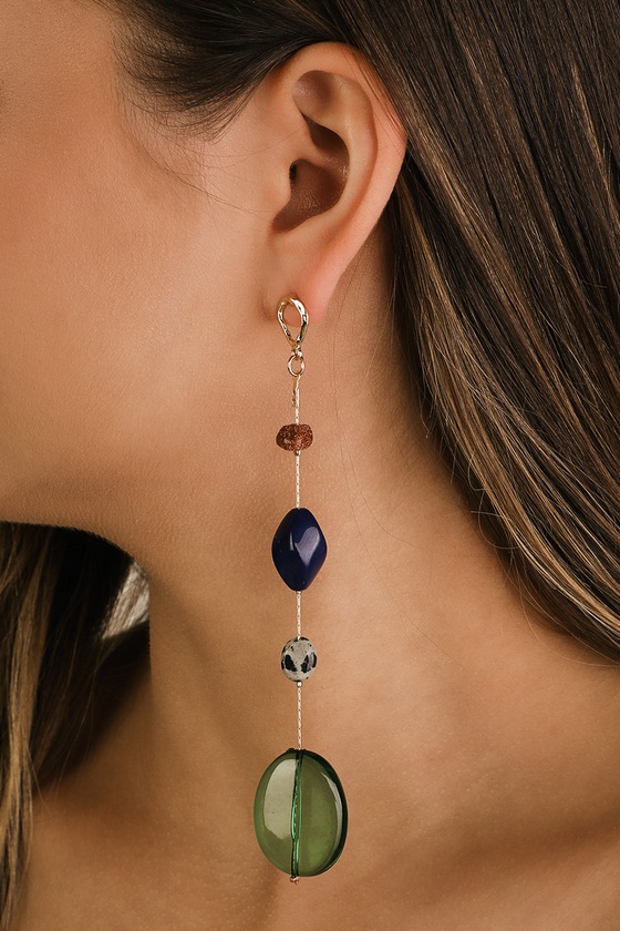 Trendy Abstract Earrings - Drop Earrings - Gold Multi Earrings - Lulus