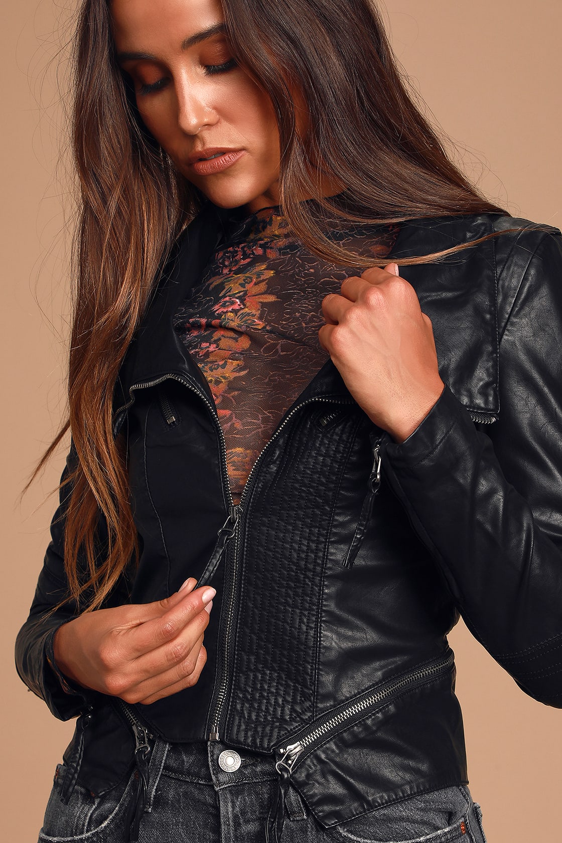 Up on a Tuesday Black Vegan Leather Jacket