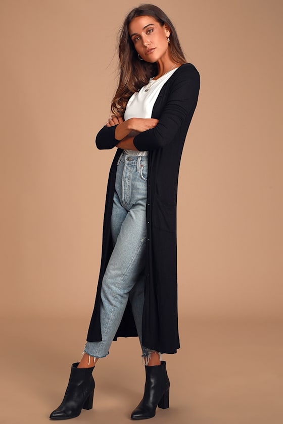 Graceful Ways Black Long Cardigan Sweater 7
