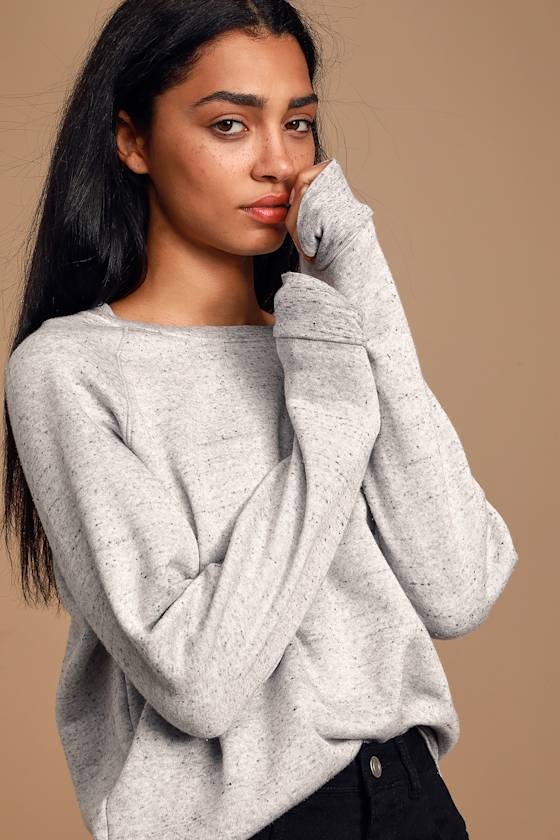 Project Social T Workout Plans Grey Sweatshirt Pullover Top Lulus