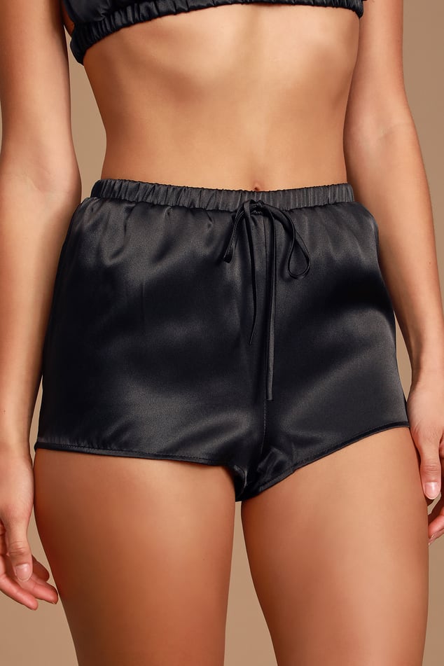 Cute Satin Shorts - Black Satin Shorts - Lounge Shorts - Lulus