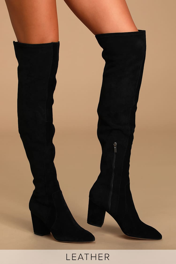 Splendid Poet Boots - Over the Knee Boots - Suede OTK Boots  NWT LULUS Kaz Black Suede Pointed-Toe Over-the-Knee Boots main image 0