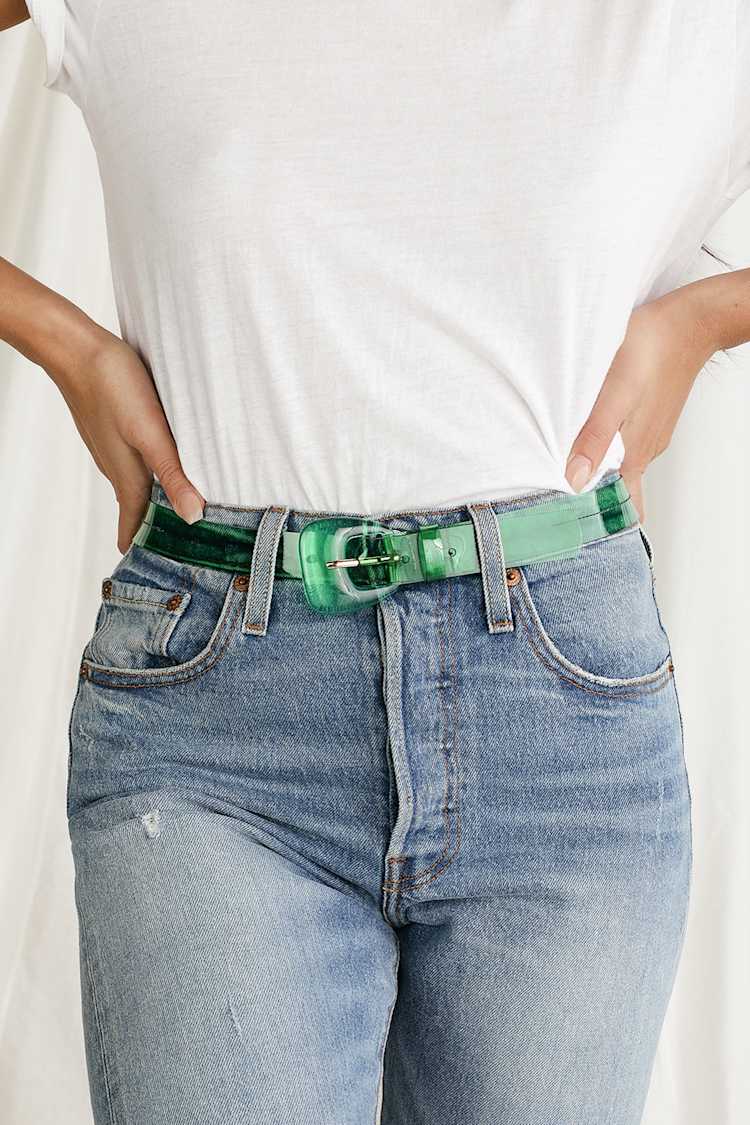 Petit Moment Lucite Belt - Green Vinyl Belt - Transparent Belt - Lulus