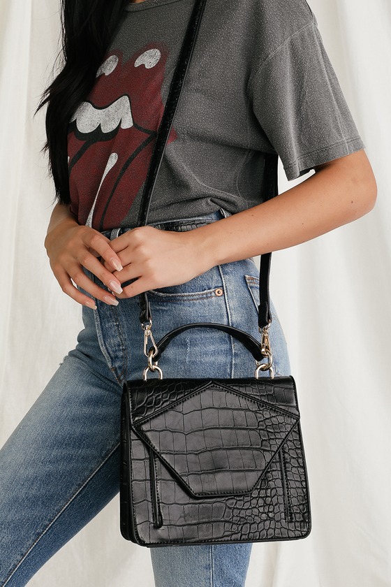 black croc handbag