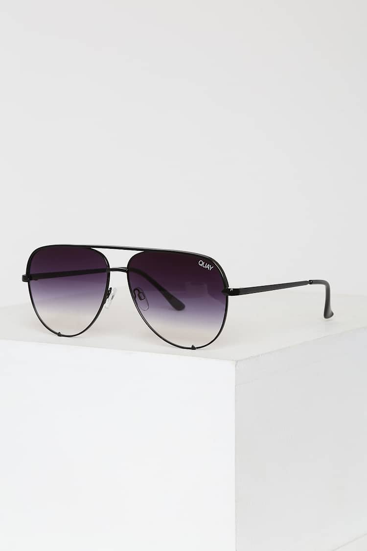 Quay High Key Sunglasses - Aviator Sunglasses - Black  display picture 1