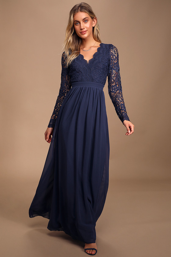 Buy > womens navy blue long sleeve dress > in stock