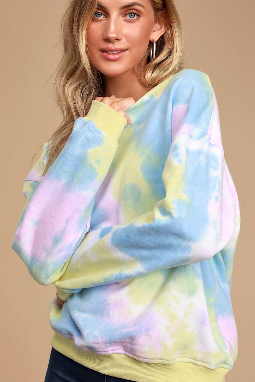 Cute Tie-Dye Sweatshirt - Pullover Sweatshirt - Crew Neck - Lulus