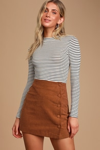Katherina Rust Brown Button Front Corduroy Skirt