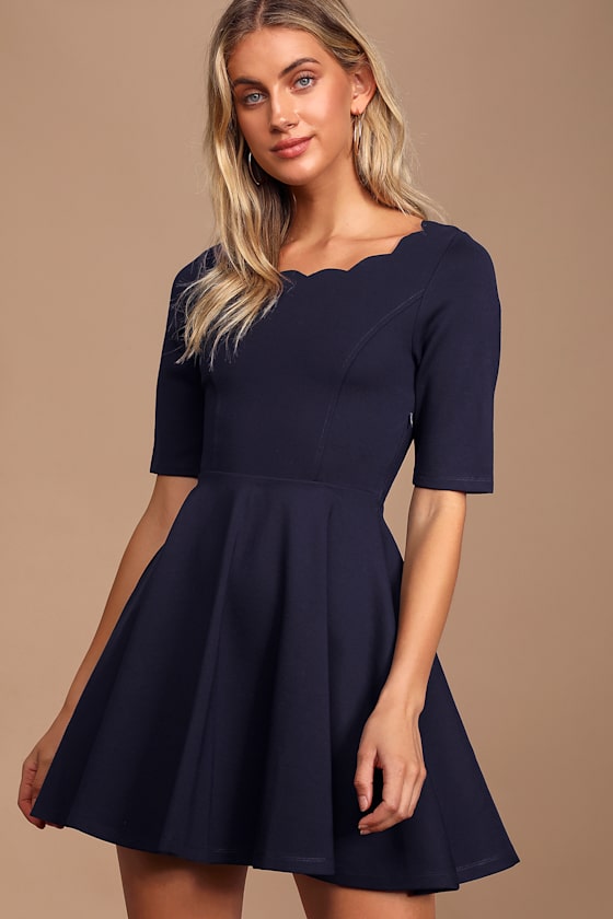 Tip the Scallops Navy Blue Dress 7