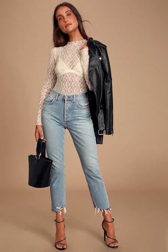 Think About It Cream Lace Long Sleeve Bodysuit 2