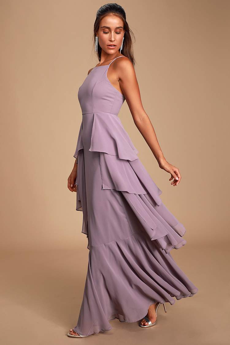 Lovely Dusty Lavender Dress - Maxi Dress - Ruffled Gown - Lulus